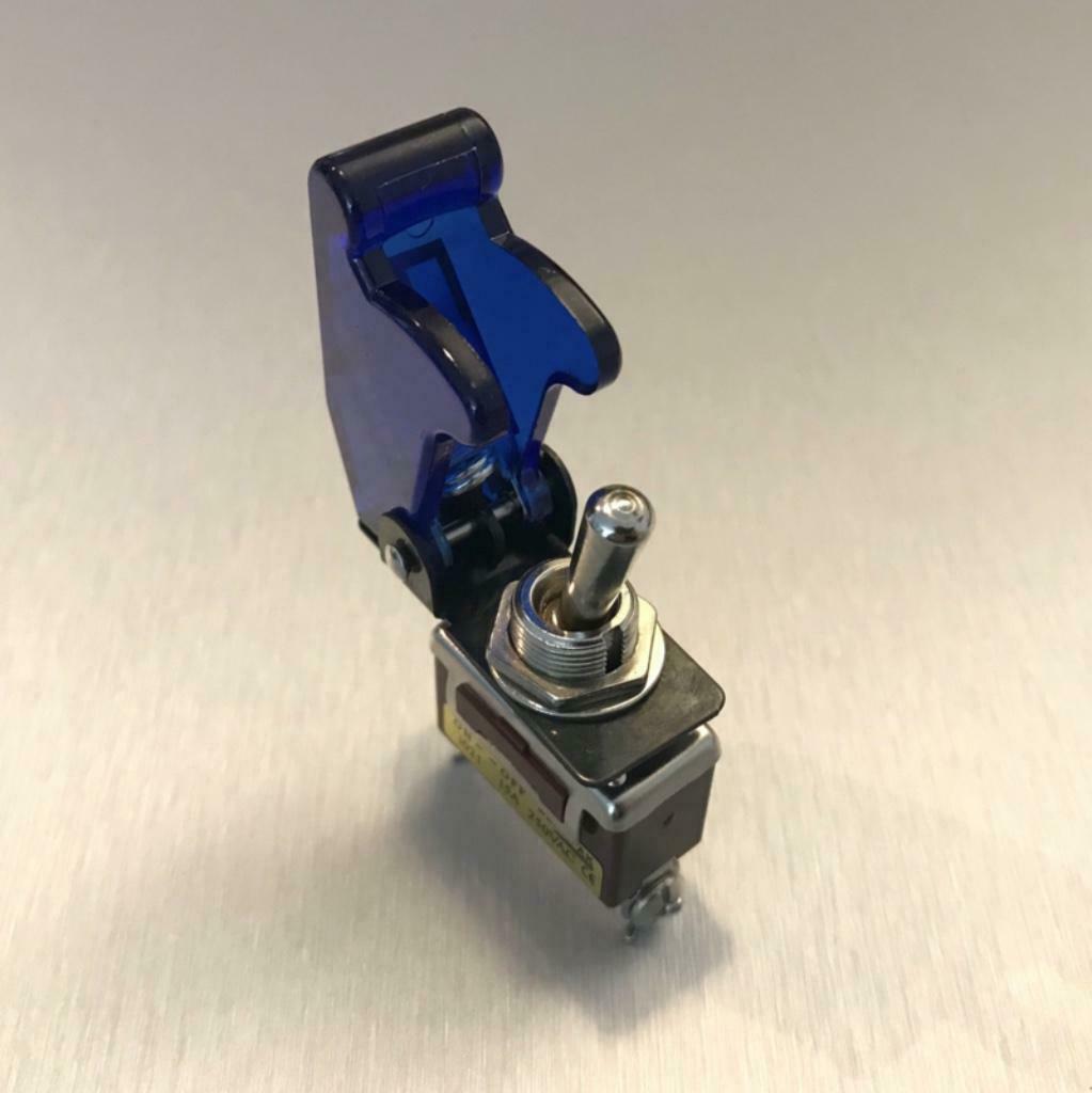 250V NOS Schakelaar / Switch + Transparante Cover Blauw, Hobby & Loisirs créatifs, Composants électroniques, Neuf, Envoi