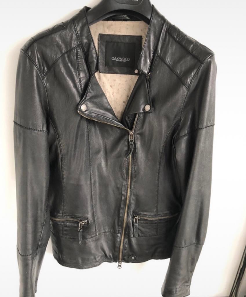 Zwart lederen jasje van Oakwood, Kleding | Dames, Zwart, Ophalen of Verzenden, Zo goed als nieuw, Oakwood
