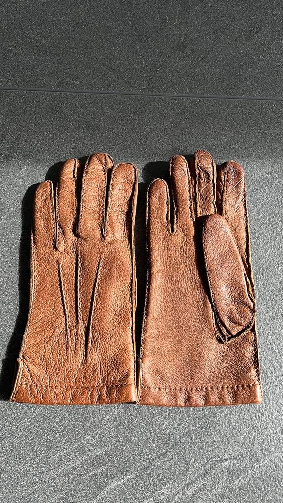 Bruin wollige gevoerde lederen handschoenen, Enlèvement ou Envoi, Comme neuf, Gants