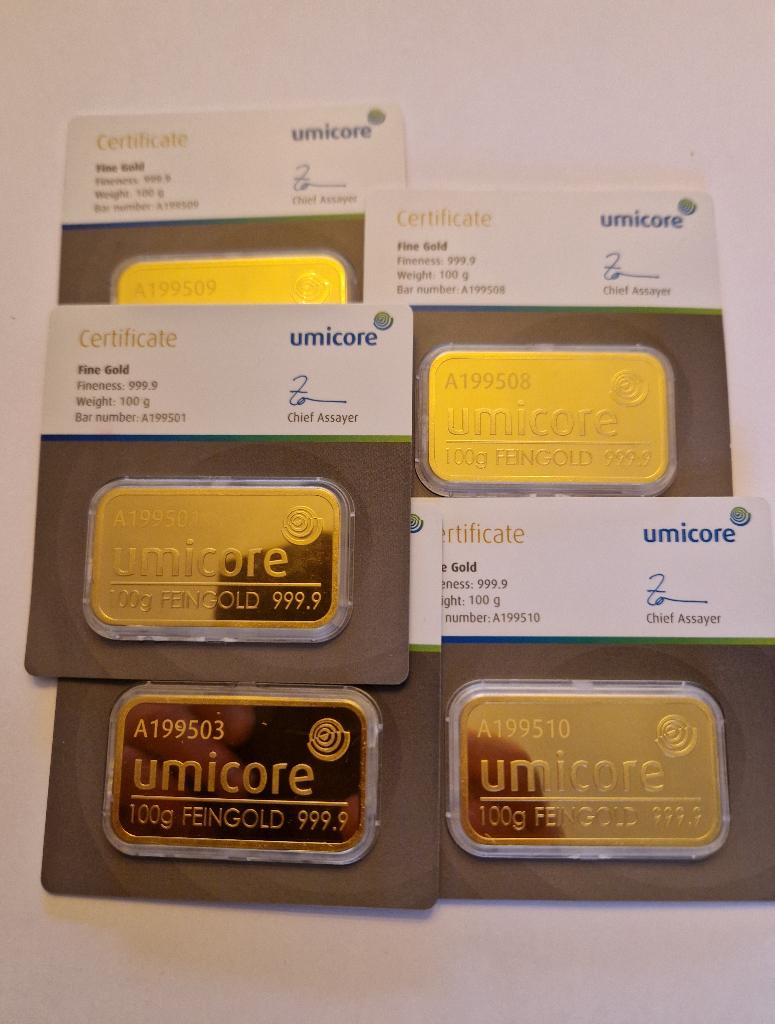Lingots d'or Umicore 100 grammes 🧈🧈🧈, Timbres & Monnaies, Métaux nobles & Lingots, Or, Enlèvement