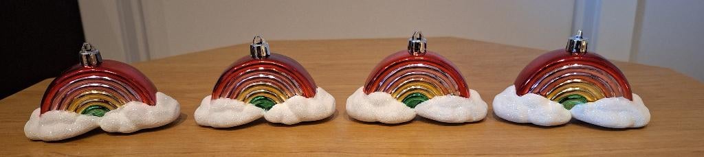 Set van 4 'regenboog'kerstballen (niet breekbaar), Enlèvement ou Envoi, Comme neuf