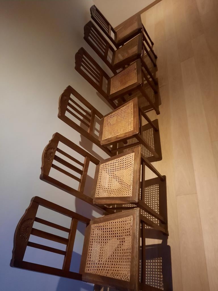 6 stoelen met rieten zitting, Huis en Inrichting, Stoelen, Ophalen