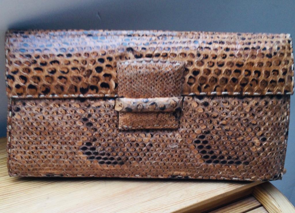 Sac a main Clutch en Crocodile., Enlèvement ou Envoi, Utilisé, Beige, Sac à main