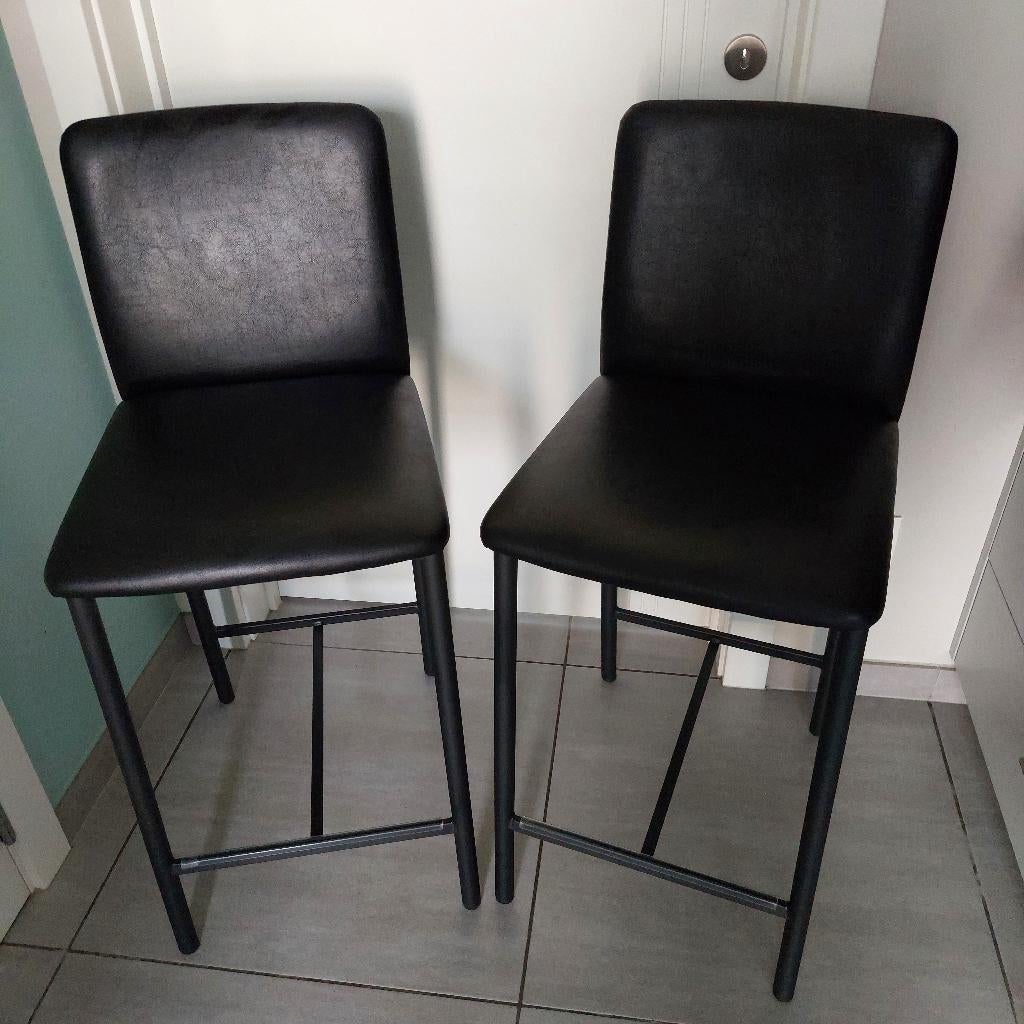 chaises de bar, 2 tabourets, Comme neuf, Enlèvement, Cuir
