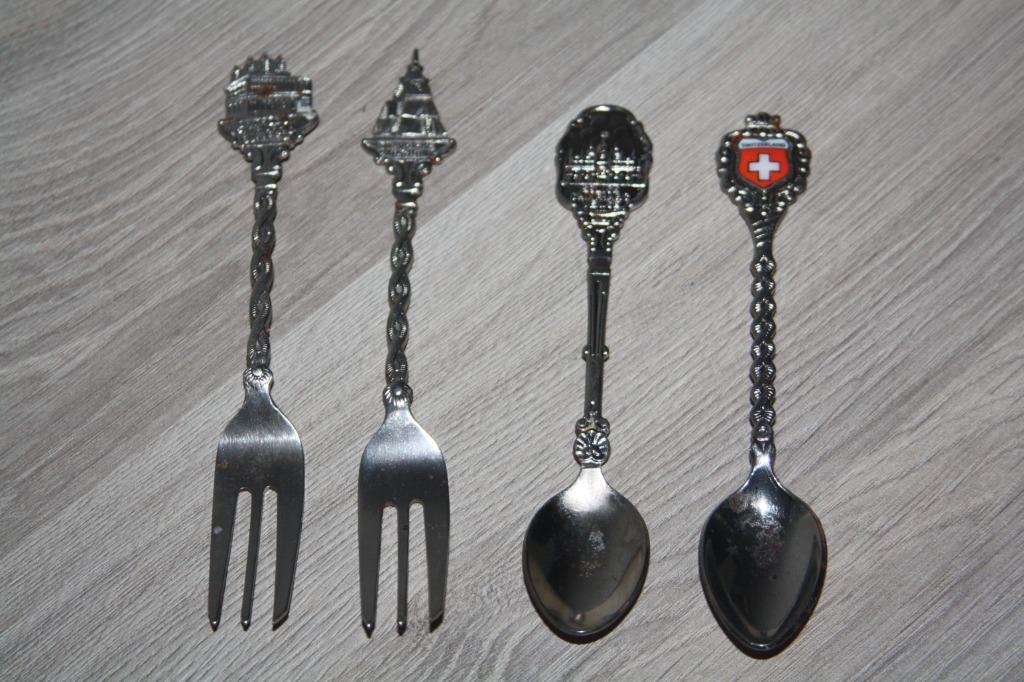 4 souvenir lepel vork , Zwitzerland ,Venise ,Bukarest ,Oslo, Ophalen of Verzenden, Gebruikt