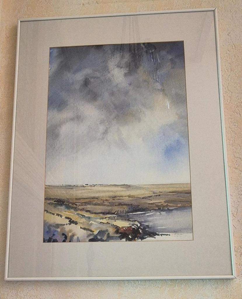 Aquarelle de couleurs , paysage bord de mer, Ophalen of Verzenden