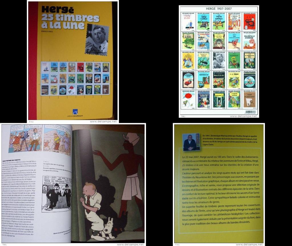 2007- LIVRE TINTIN-  AVEC FEUILLE DE 25 TIMBRES, Collections, Personnages de BD, Enlèvement ou Envoi, Tintin, Neuf, Livre ou Jeu
