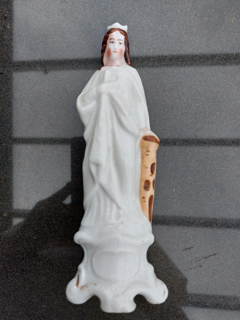Religieus oud porseleinen beeldjes Ste Barbara en St Rochus, Antiek en Kunst, Ophalen of Verzenden