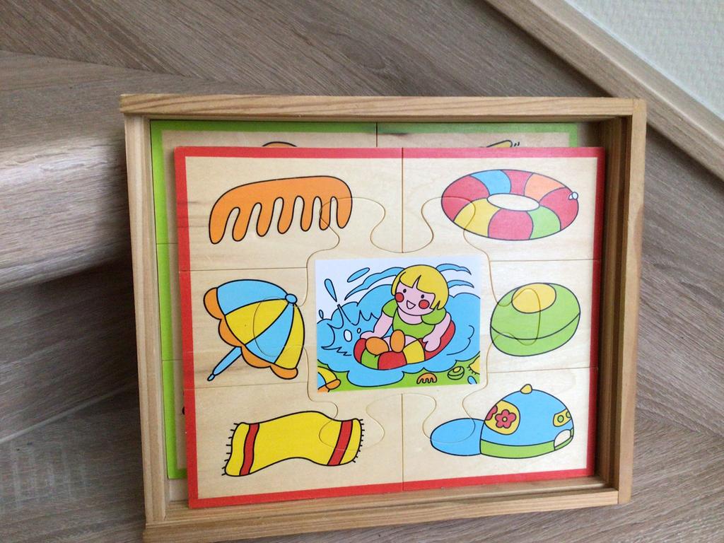 Houten puzzel in houten doosje, Ophalen of Verzenden, Zo goed als nieuw
