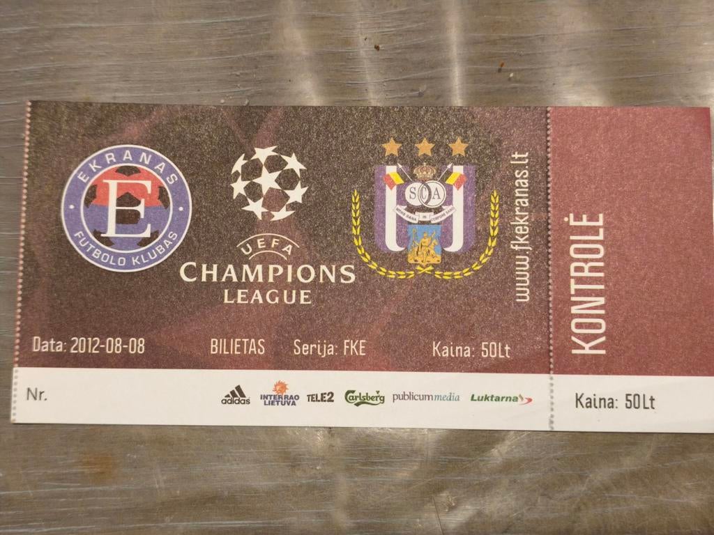 Ticket Ekranas Anderlecht 2012, Tickets & Billets