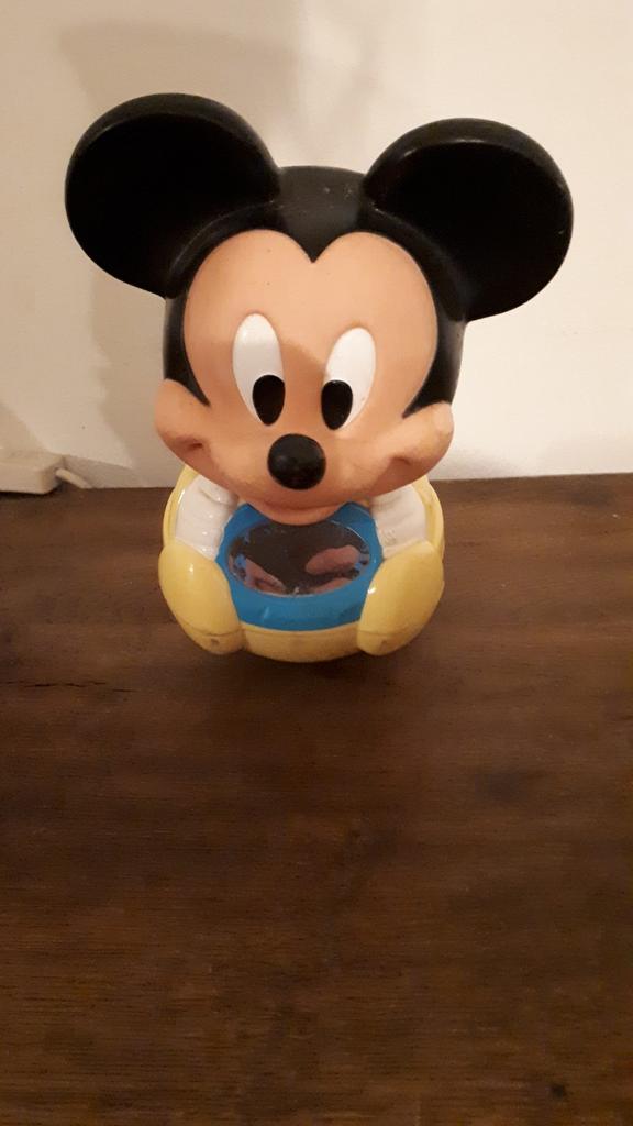 Vintage Disney Mickey Mouse - Roly Poly rammelbal, Ophalen of Verzenden, Mickey Mouse, Gebruikt