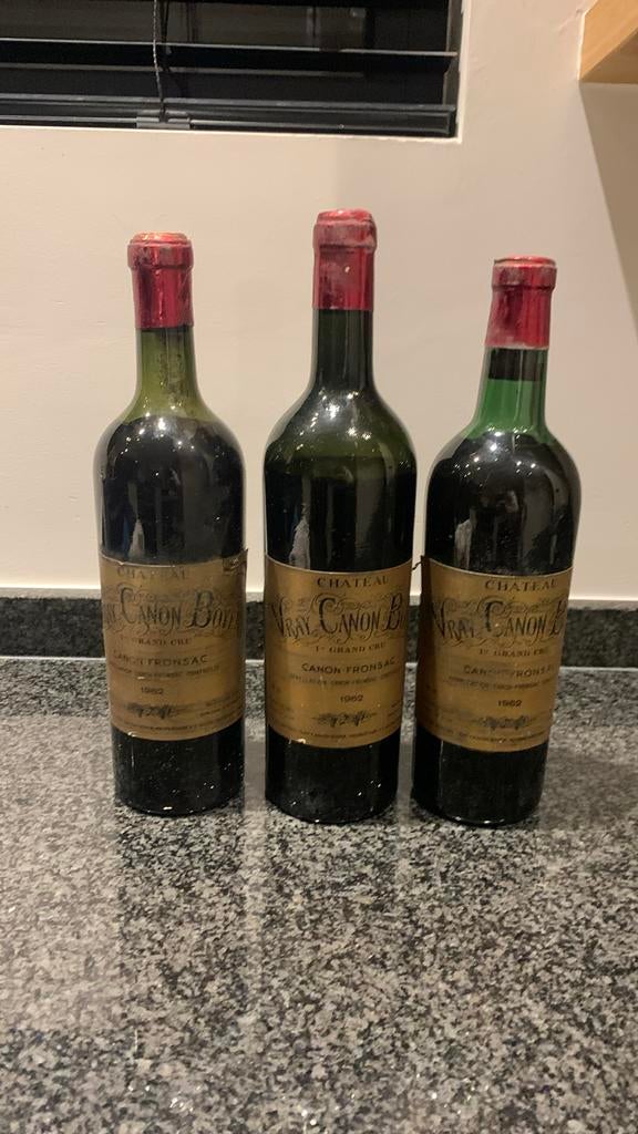 Château Vray Canon Boyer 1962 - 3 fl, Verzamelen, Wijnen, Ophalen, Zo goed als nieuw, Frankrijk, Rode wijn