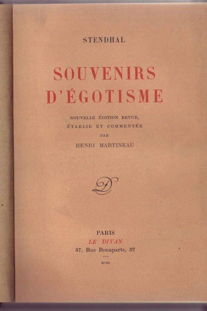 Stendhal, Souvenirs d'égotisme, Gelezen, Europa overig, Stendhal, Ophalen of Verzenden