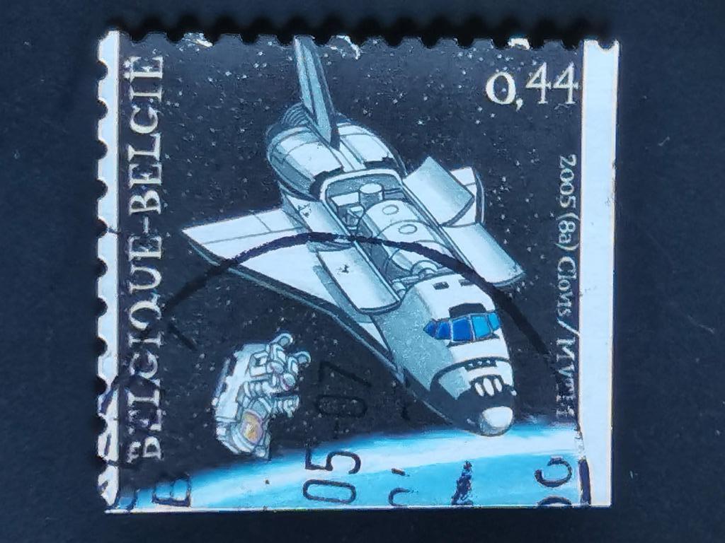Belgie 2005 - ruimtevaart - Space Shuttle 2-zijdig ongetand, Ophalen of Verzenden, Gestempeld, Ruimtevaart