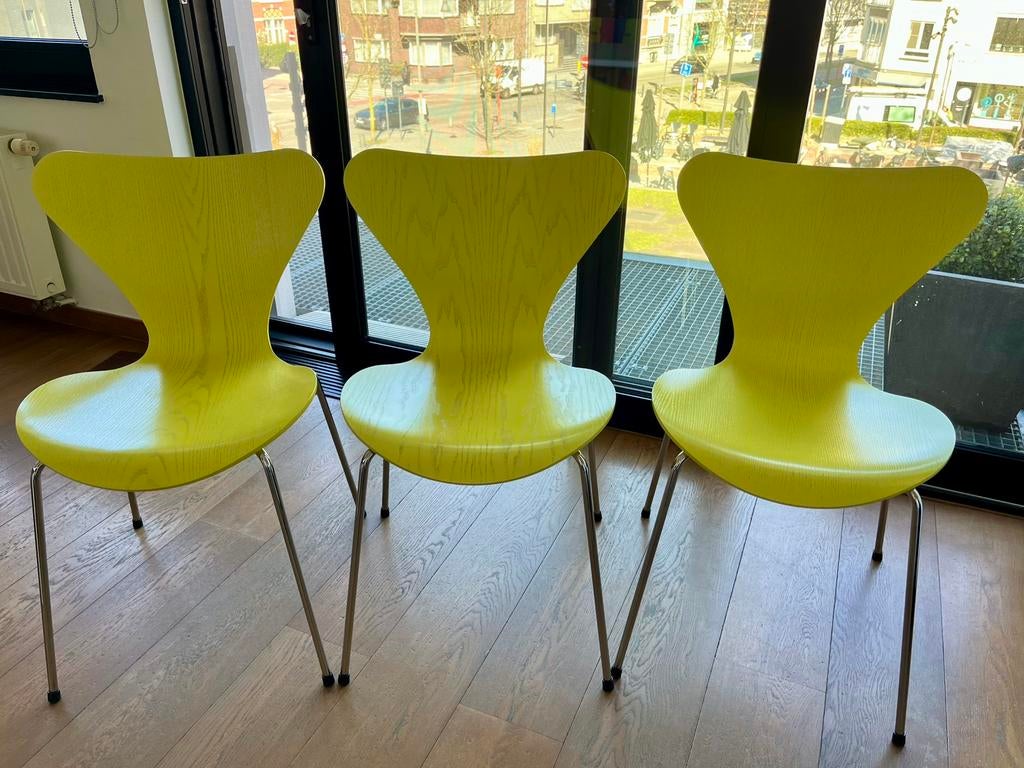 3 vlinderstoelen (Series 7) Fritz Hansen in perfecte staat, Ophalen, Zo goed als nieuw, Hout, Drie