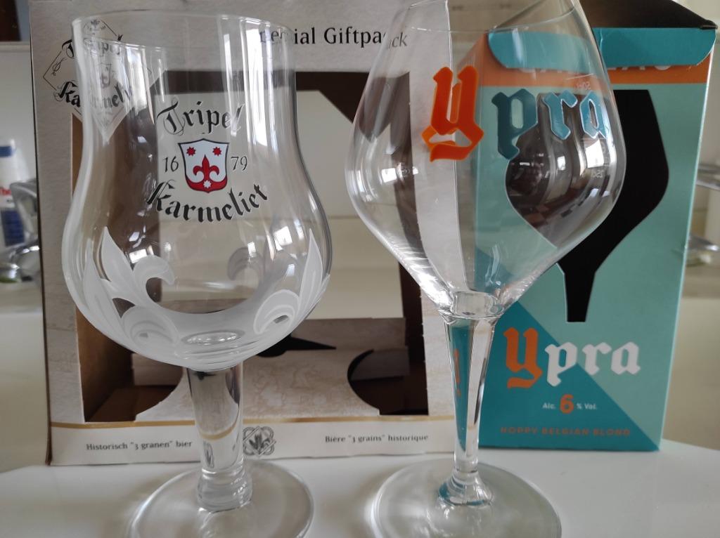 Nieuwe bierglazen in verpakking > Tripel Karmeliet en Ypra, Enlèvement ou Envoi, Neuf, Verre à bière