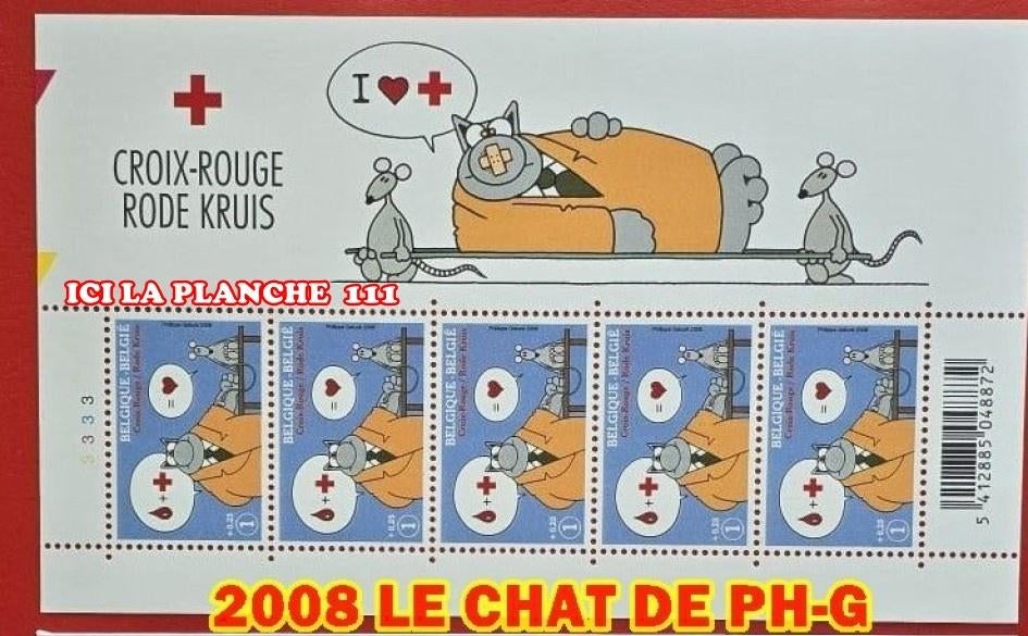 TIMBRES.....2008 LE CHAT PHILIPPE GELUCK  CROIX ROUGE, Envoi, Autres personnages, Neuf