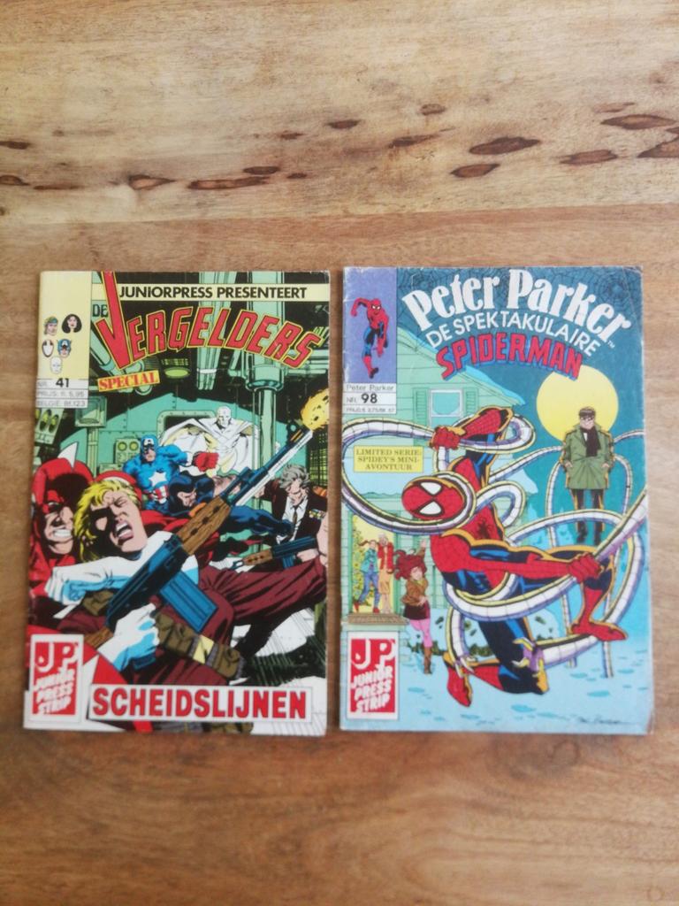 Junior Press comics Vergelders & Spiderman, Ophalen of Verzenden, Gelezen