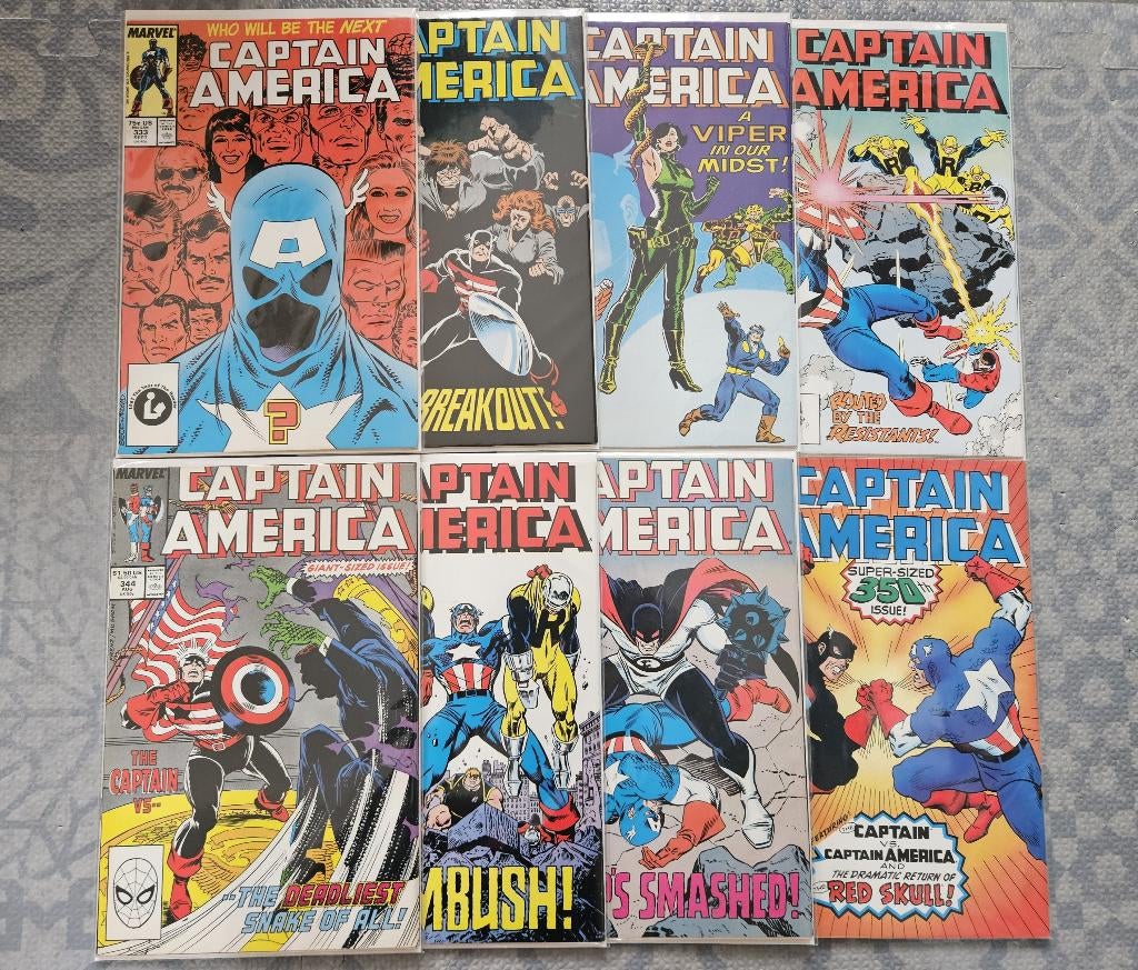 Captain America (vol.1) #333, 340, 342-344, 346, 348 & 350, Meerdere comics, Ophalen of Verzenden, Gelezen