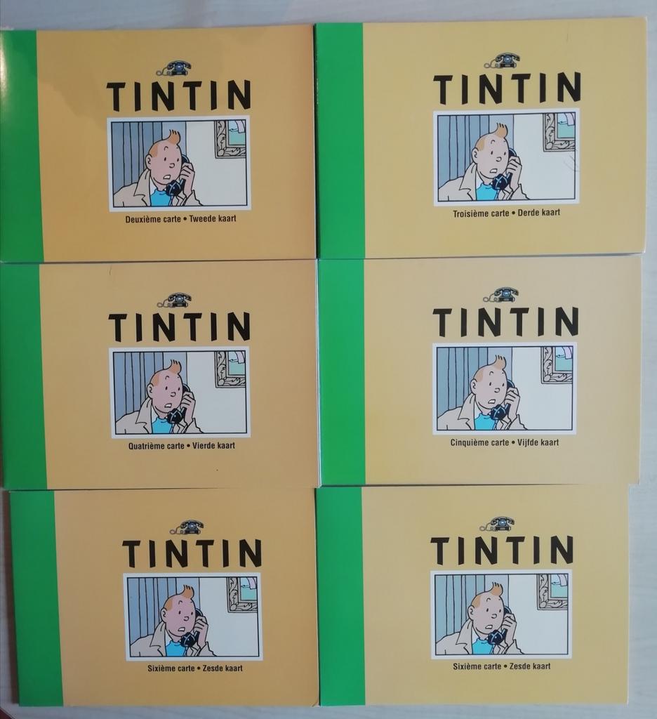 Hergé, Kuifje - 6 Belgacom-telefoonkaarten met zakken, Boeken, Stripverhalen, Ophalen
