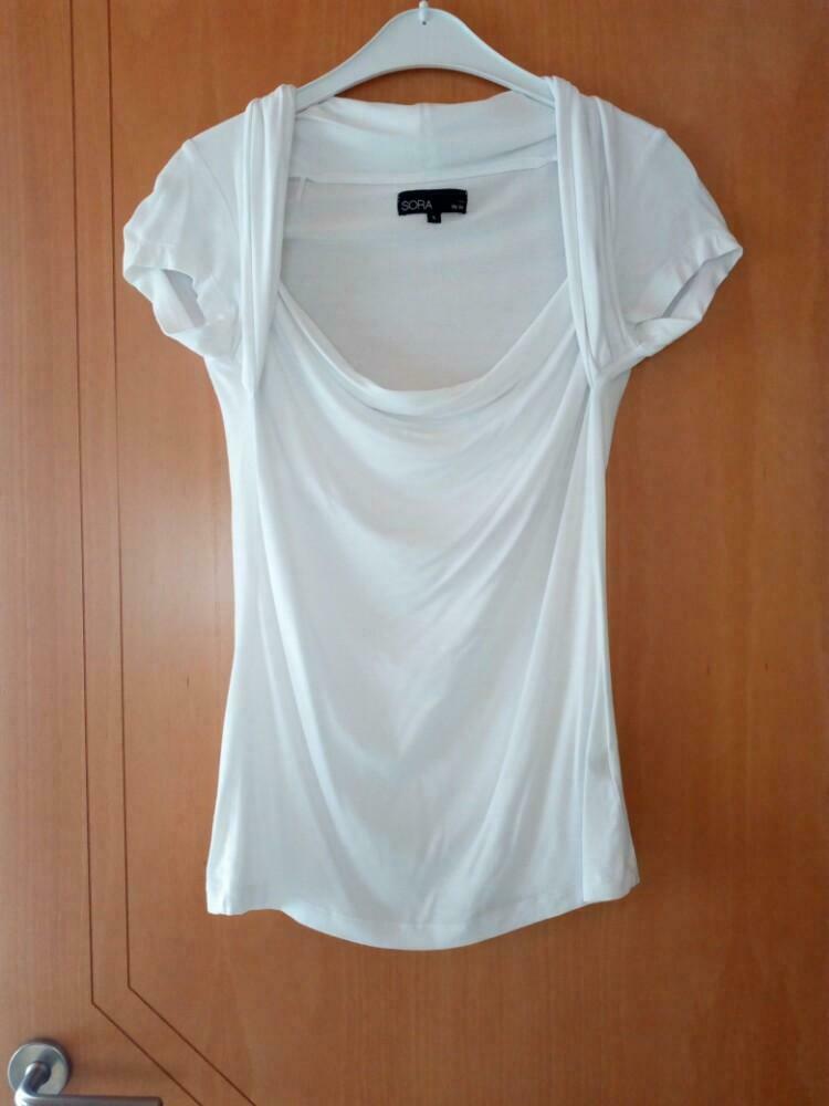 T-shirt waterval-decoltee S, Kleding | Dames, T-shirts, Ophalen, Wit, Zo goed als nieuw, Korte mouw