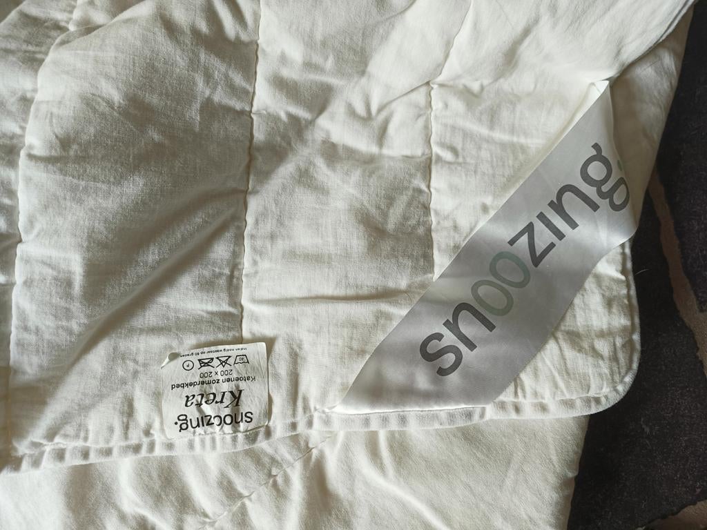 Zomerdekbed katoen 200x200 + dekbedovertrek+ 2 kussenslopen, Enlèvement ou Envoi, Comme neuf, Couverture ou Couette, Blanc