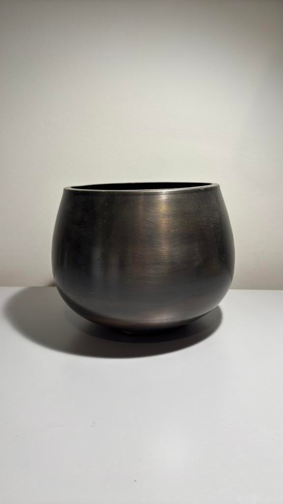 Bronskleurig metallic bloempot - middelgroot, Ophalen, Zo goed als nieuw