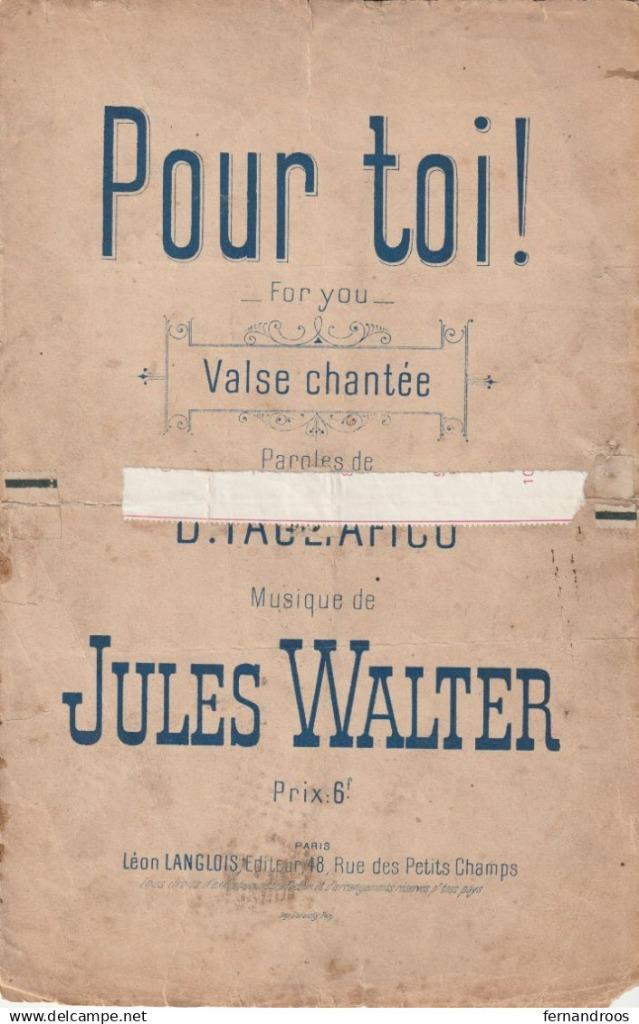 POUR TOI VALSE CHANTEE PARTITION MUSICALE, Ophalen of Verzenden, Gebruikt, Thema