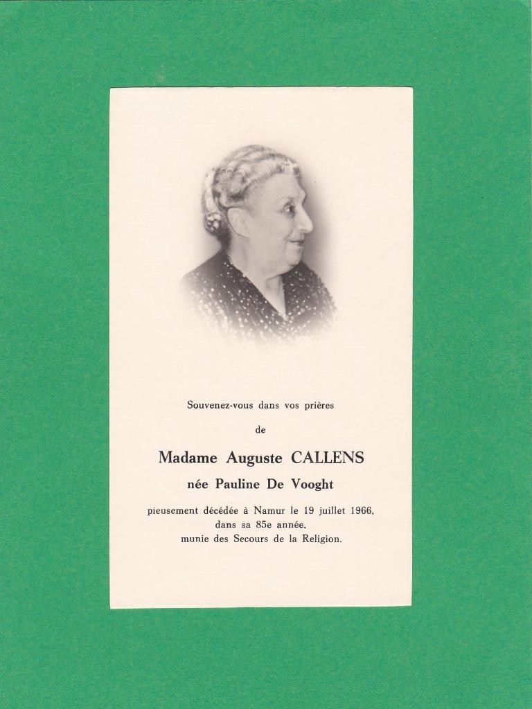 DP Madame Auguste Callens (Adel), Collections, Envoi, Image pieuse