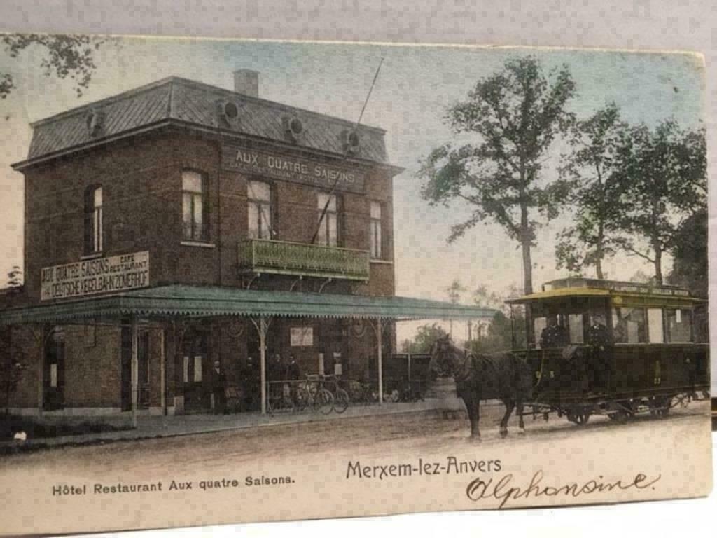 Unieke Oude Postkaart 'Merxem - 1905' - met Paardentram, Ophalen of Verzenden, Voor 1920, Gelopen, Antwerpen