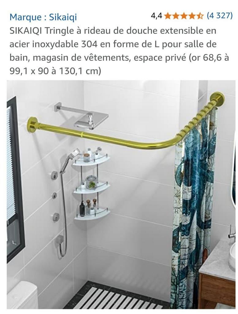 Barre de rideau d'angle en L pour douche / entrée, Utilisé