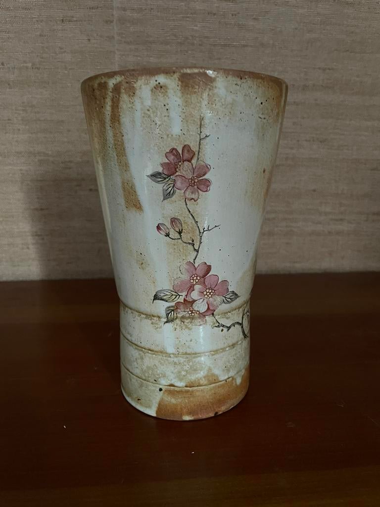 Vase décoratif en céramique au décor floral - style japonais, Enlèvement