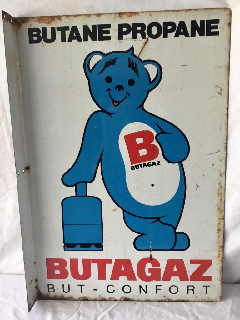 Tôle publicitaire Butagaz double face 66x 55 cm, Enlèvement, Utilisé, Panneau publicitaire