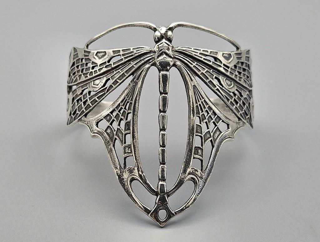 Zilveren Art Nouveau armband met libelle (Timeless) 2024/Z39, Handtassen en Accessoires, Antieke sieraden, Ophalen of Verzenden