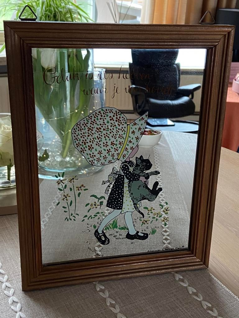 Vintage spiegel Holly Hobbie - 27 x 34,5, Ophalen, Rechthoekig, Minder dan 50 cm, Minder dan 100 cm