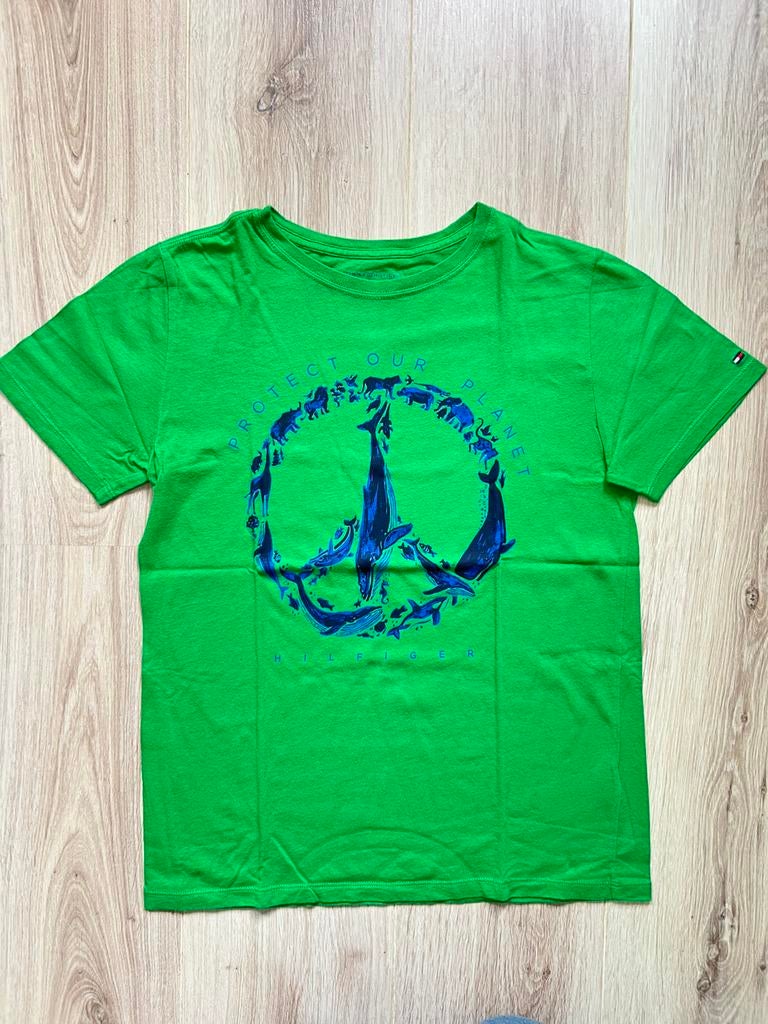 Tommy Hilfiger - t shirt (groen) - 16-18Y (170), Enlèvement ou Envoi, Comme neuf, Garçon, Chemise ou À manches longues