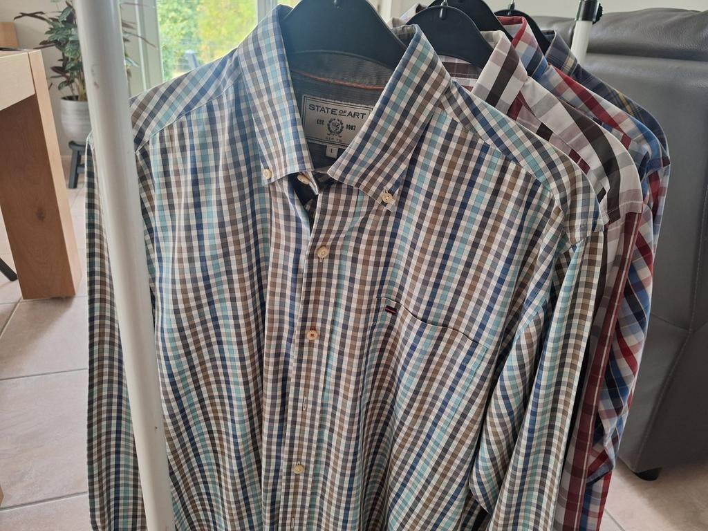 4 herenhemden state of art en river woods maat L, Kleding | Heren, Ophalen of Verzenden
