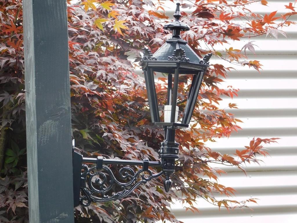 Klassieke buitenlamp, aluminium - zwart, kasteelarm, Ophalen of Verzenden