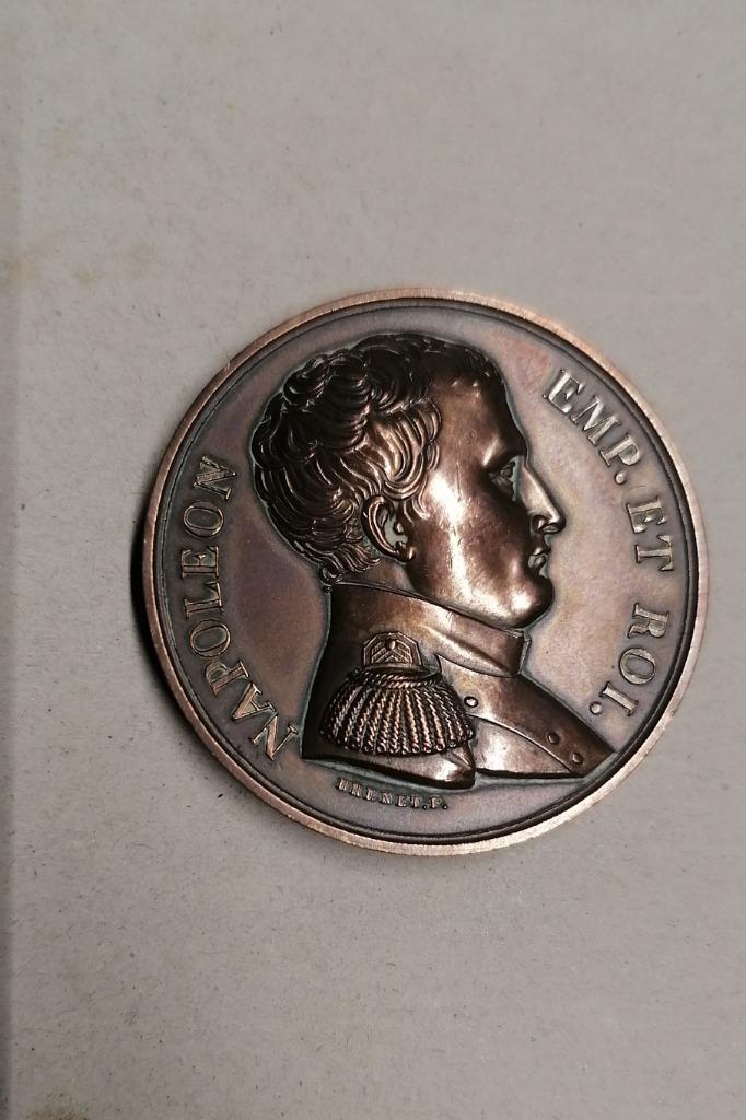 Bronzen medaille Napoleon Emperor 1814, Antiek en Kunst, Verzenden, Brons