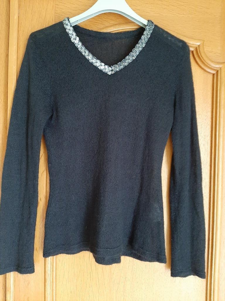 Pull léger en V couleur aubergine - taille 40 - comme neuf!, Ophalen of Verzenden, Zo goed als nieuw, Maat 38/40 (M), Paars