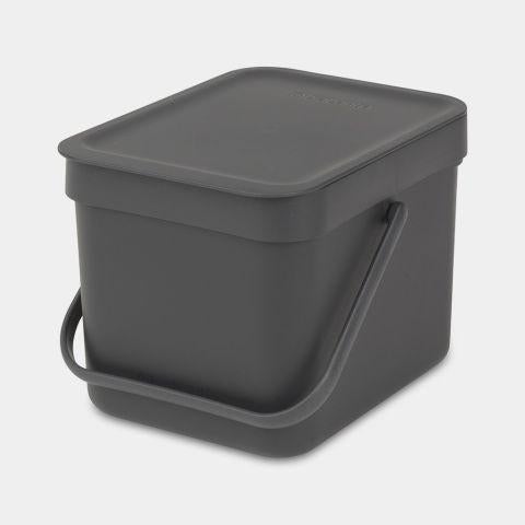 Brabantia Sort & Go Afvalemmer 6 liter Donker GRIJS, Ophalen of Verzenden, Zo goed als nieuw