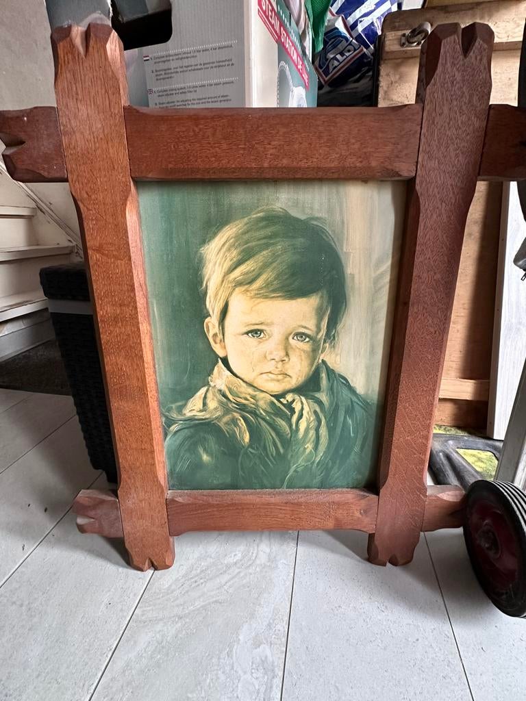 Schilderij trieste jongen, Antiek en Kunst, Kunst | Schilderijen | Klassiek, Ophalen