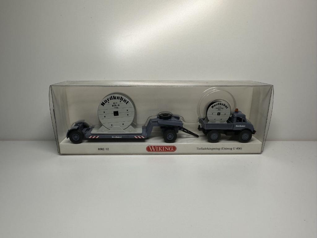 MERCEDES Unimog U 406 + Remorque 1/87 HO WIKING Neuf + Boite, Enlèvement ou Envoi, Neuf, Grue, Tracteur ou Agricole, Wiking