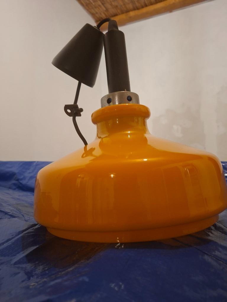 Lamp luster retro vintage oranje zgst hanglamp space age, Huis en Inrichting, Ophalen of Verzenden, Gebruikt, Glas, Retro