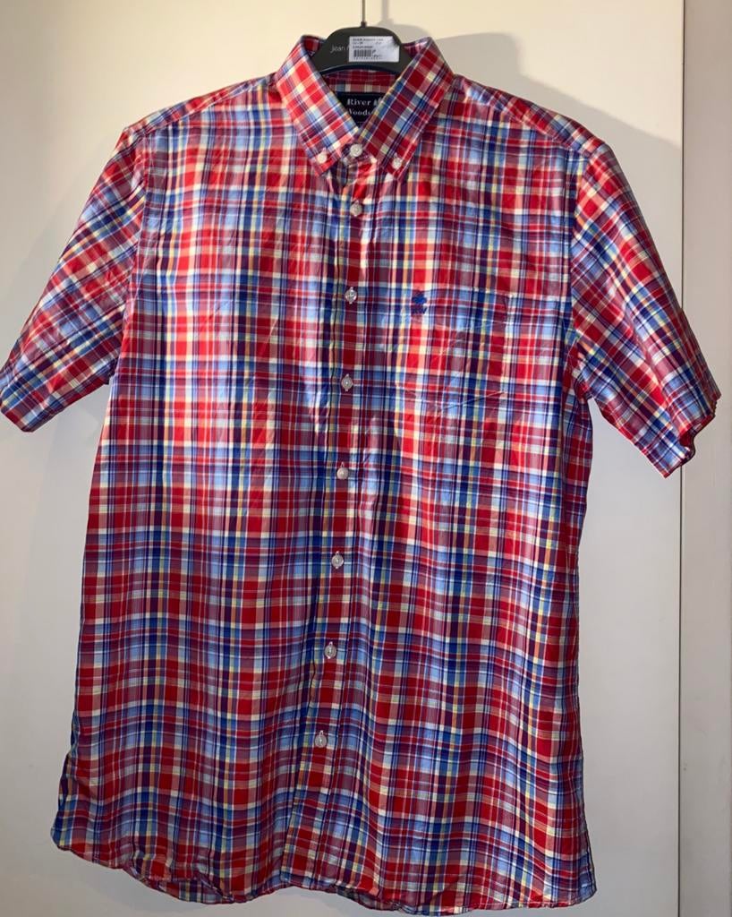 🔥 River woods - geruit mannenhemd blauw/rood - M, Vêtements | Hommes, Chemises, Enlèvement ou Envoi, Comme neuf, Bleu, River woods