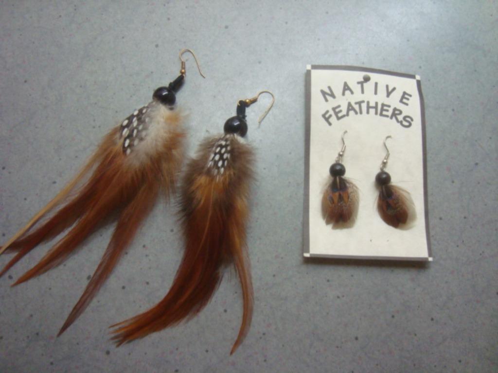 🎁 Boucles d'oreilles en plumes naturelles, Handtassen en Accessoires, Oorbellen, Overige materialen, Hangers, Bruin, Verzenden