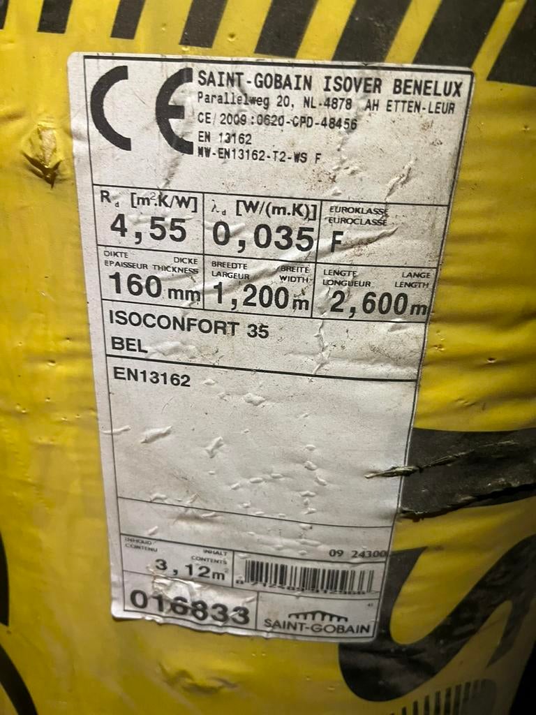 isover isolatie 160mm, Doe-het-zelf en Bouw, Isolatie en Afdichting, Ophalen, Zo goed als nieuw