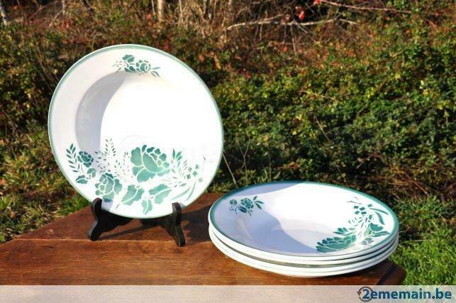 5 assiettes creuse nimy fleur verte, Antiquités & Art, Enlèvement ou Envoi