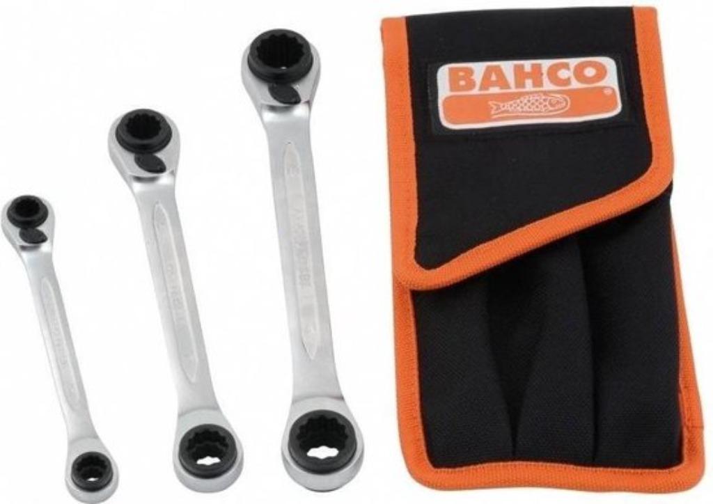 Bahco 3-delige Ringratelset van 8 tot 19 in etui, Autos : Divers, Outils de voiture, Comme neuf, Enlèvement