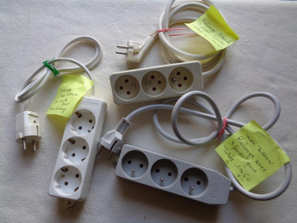 Rallonge électrique 3 prises X 3 pièces, Enlèvement ou Envoi, Utilisé